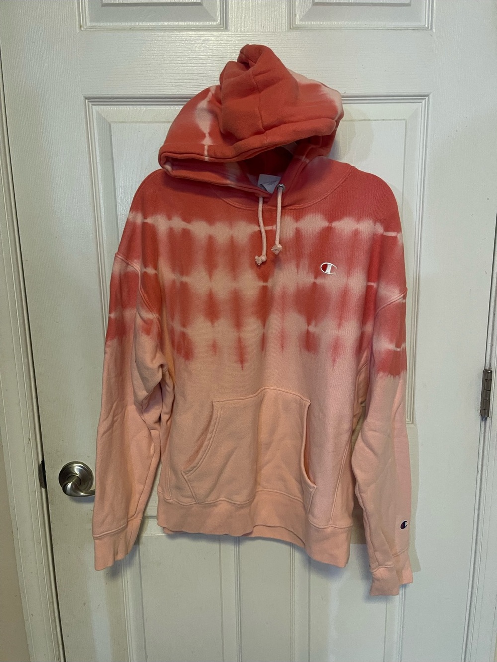Champion Men's Tie-Dye Crewneck Hoodie - Coral/Pale Pink